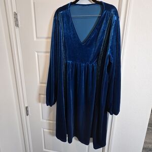 Peacock Blue Velvet Dress